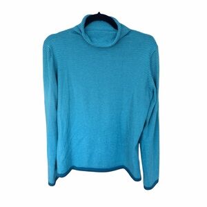 Title Nine Super StripeTurquoise Cowl Neck Sweater Moroccan Tile / grape leaf